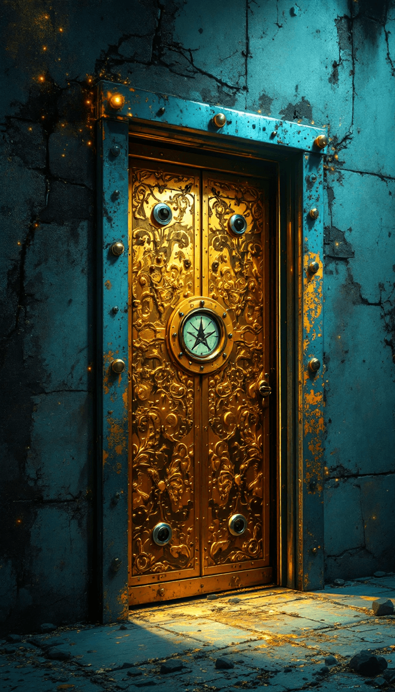 AI generated: A secret sealed door into the interior of the Statue of Liberty