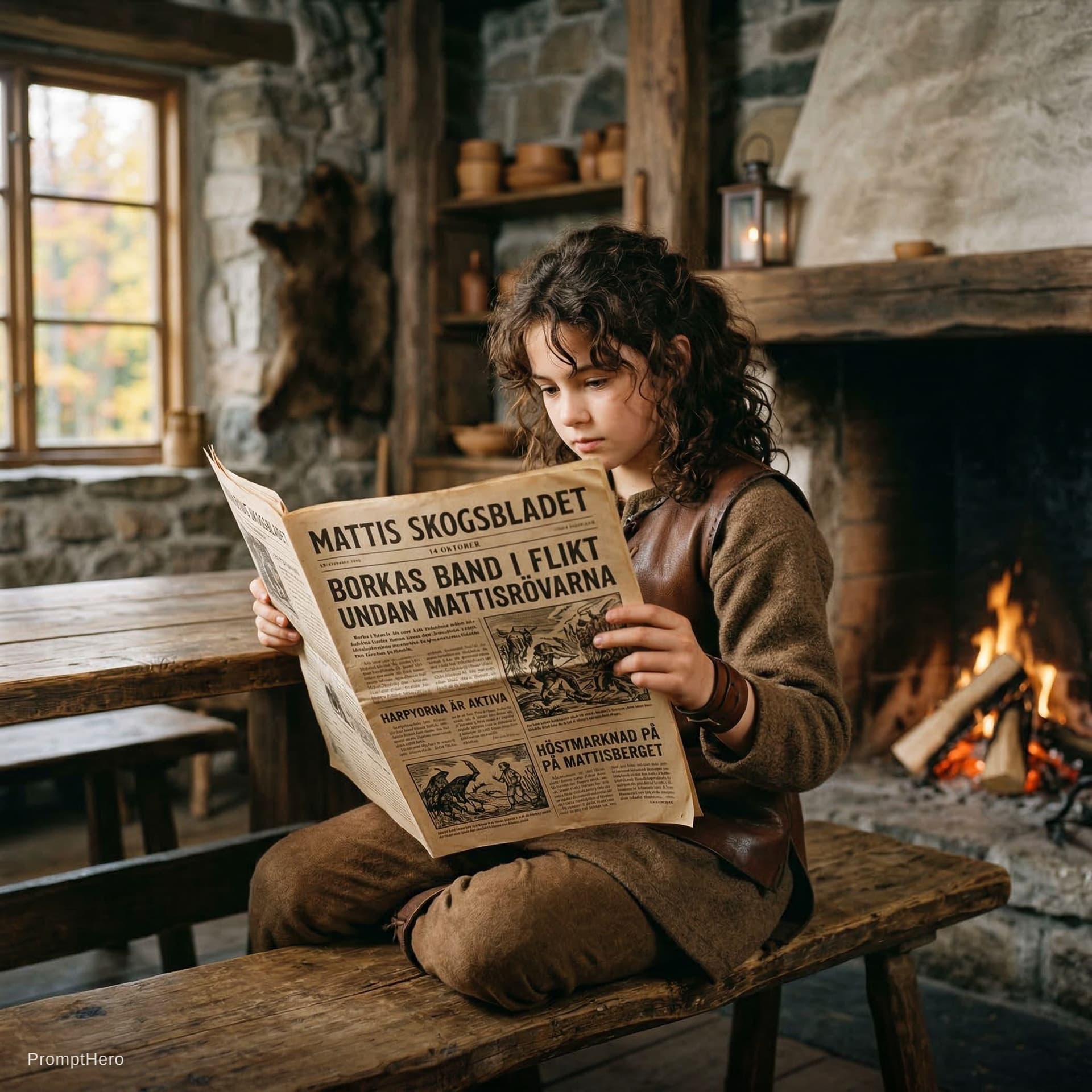 AI generated: Ronja reading the newspaper