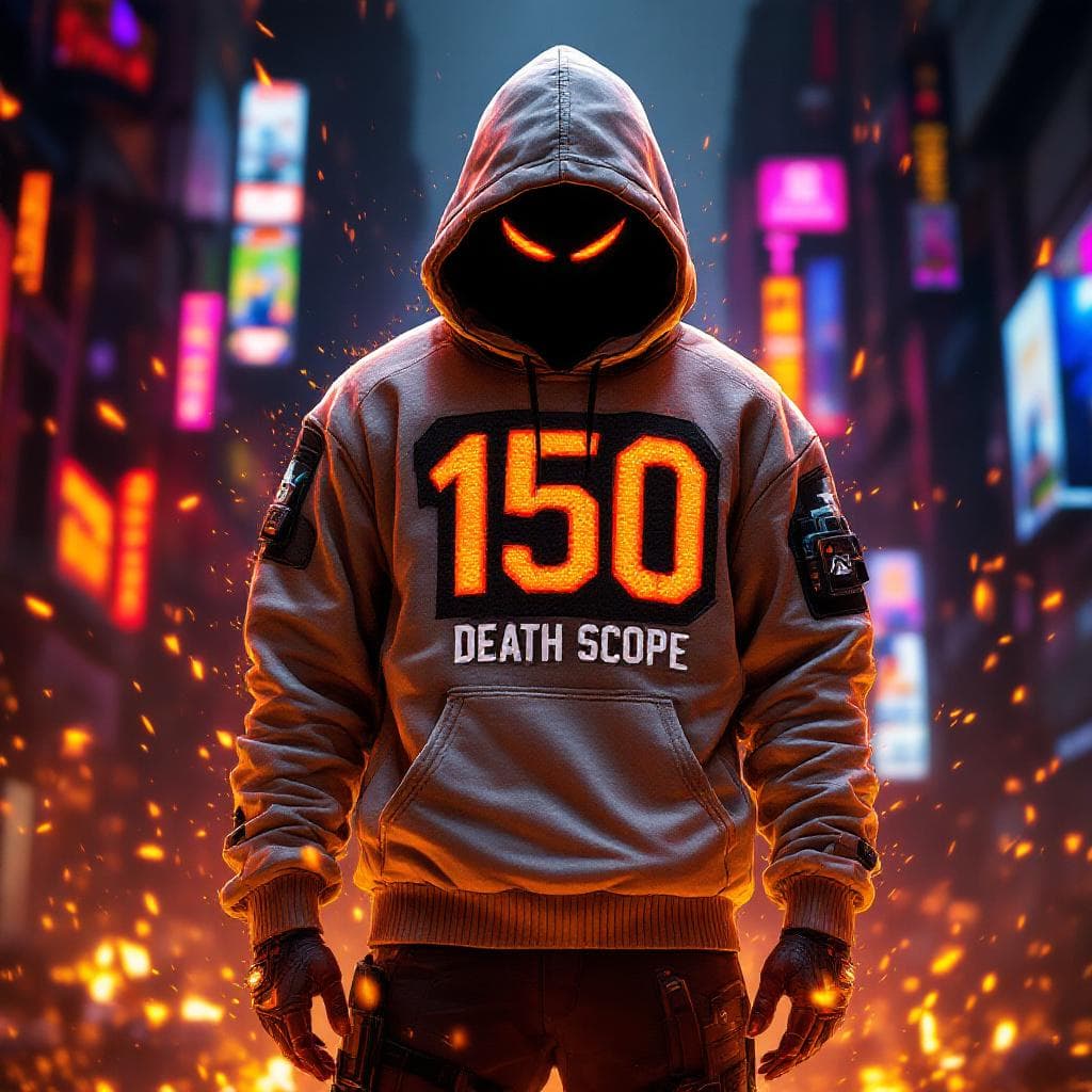 AI generated: black ops cyberpunk GTA, DRAGON BALL GT BROLY  CHARACTER,  WEARING A SWEATER  WITH THE TEXT  "150" W...