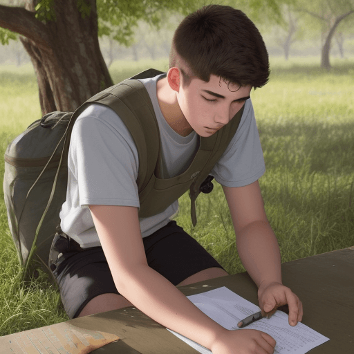 AI generated: 21 year old student who went to volunteer to preserve wildlife. He is captured in the process of wor...