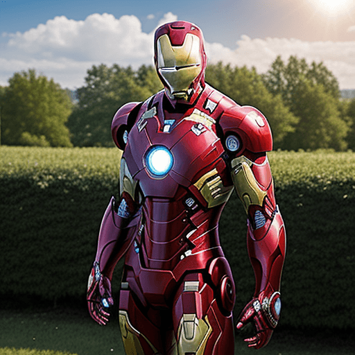 AI generated: iron man est sur le sol de la planette pluton