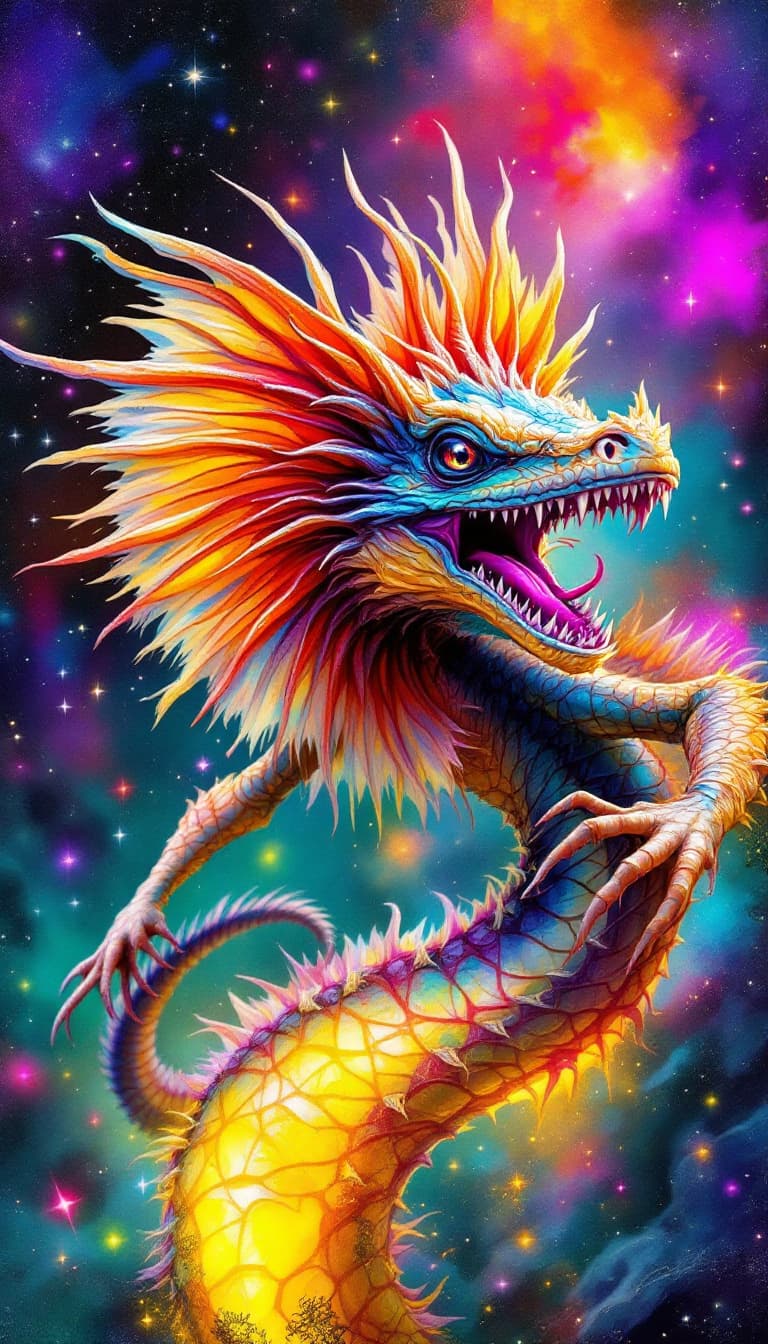 AI generated: Epic Steampunk Magical Fantasy, splash art graffiti watercolor vibrant bold pearlescent color palett...
