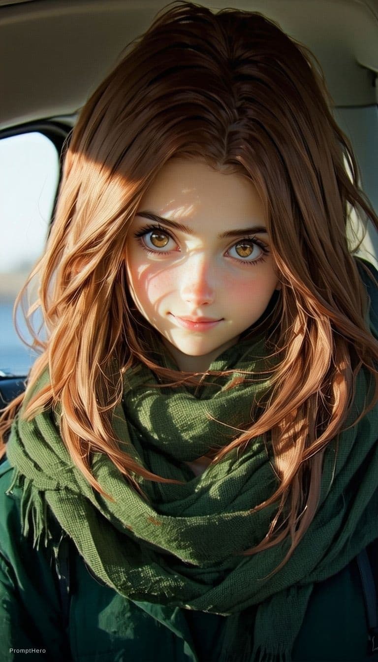 AI generated: A unique brown anime heart. girl. in foest.
