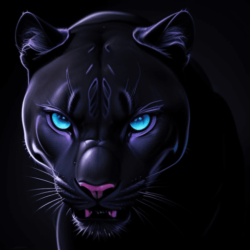 AI generated: illustration, cartoon, dark colors, soothing tones, epic realistic, Panther wallpaper, (dark backgro...