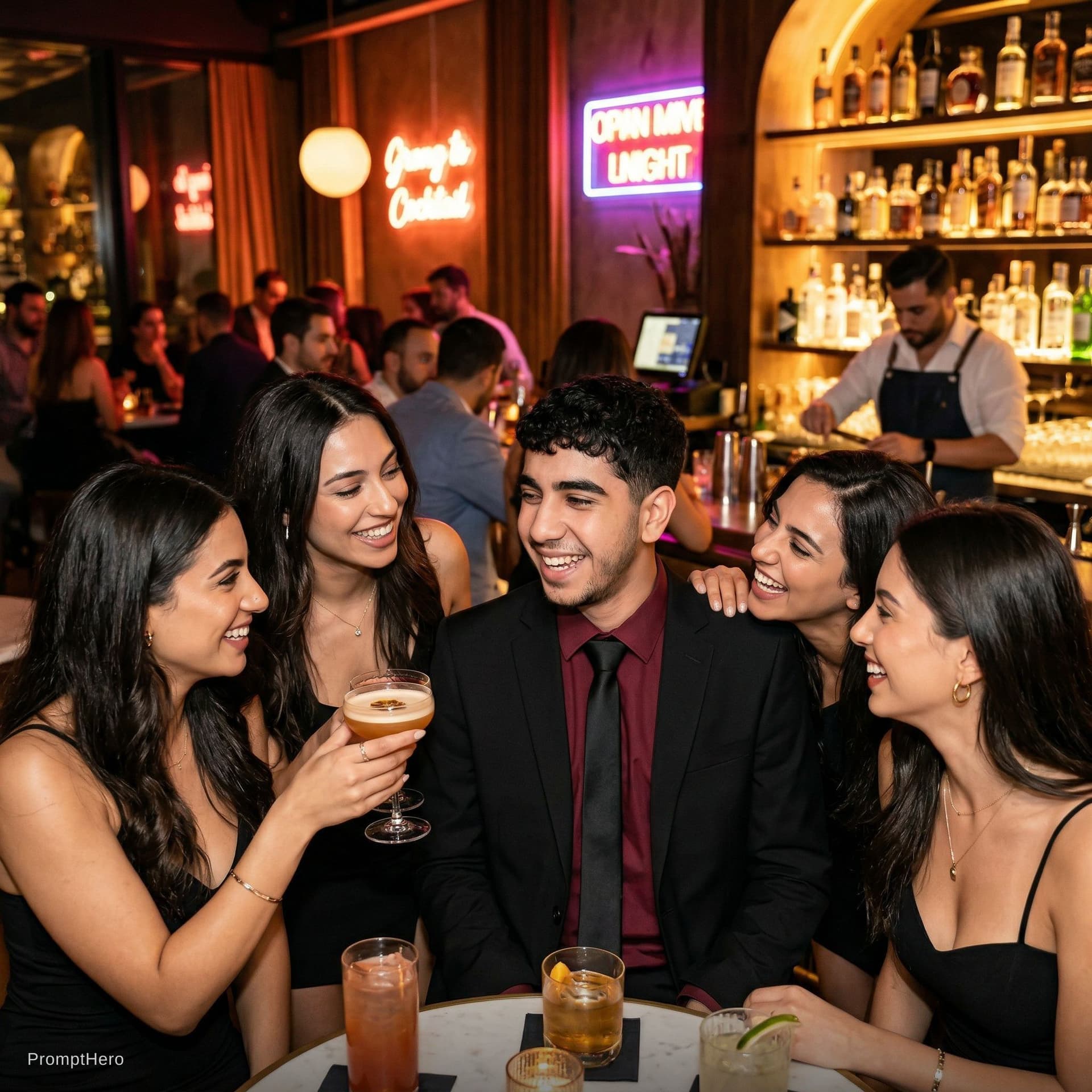 AI generated: in bar with awsome women
