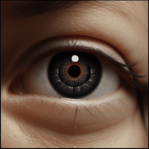 AI generated: guy puts eye drops in his eye, in the background is a dystopian world