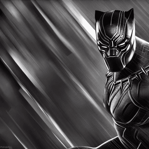 AI generated: Superhero Black Panther, hyperdetailed, moody, dark background, dynamic light, intricate, elaborate,...