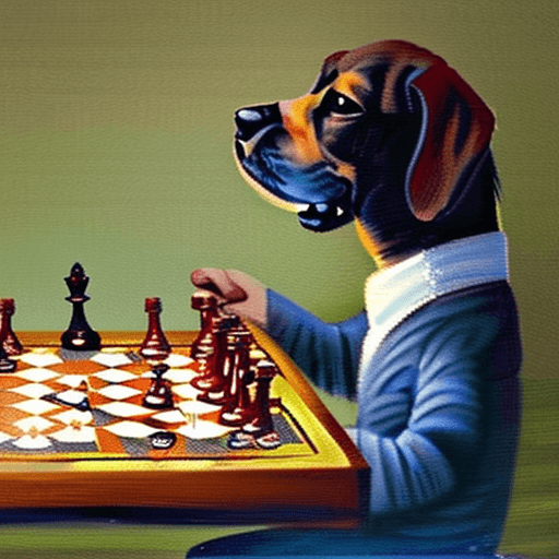 AI generated: dog is playing chess in Claude Monet art style