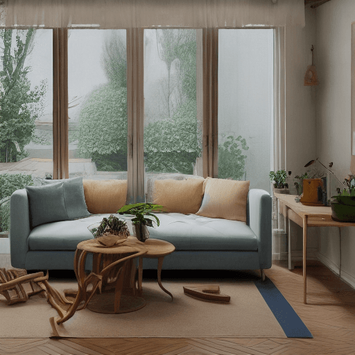 AI generated: High resolution photography interior design, dreamy sunken living room conversation pit, wooden floo...