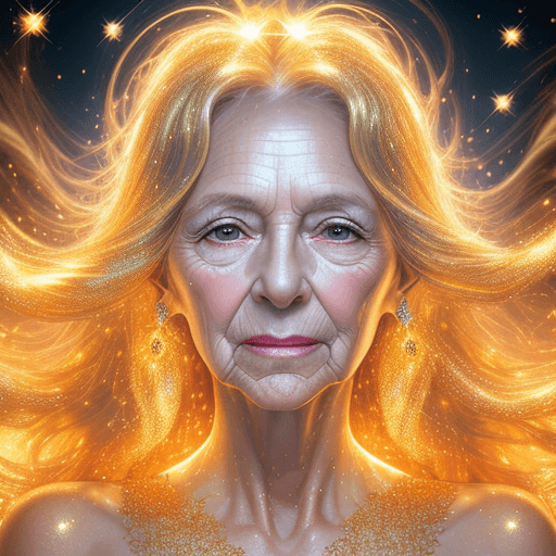 AI generated: 35mm film photography, A photorealistic 4K image of an elderly woman with vibrant, crystal-clear ski...