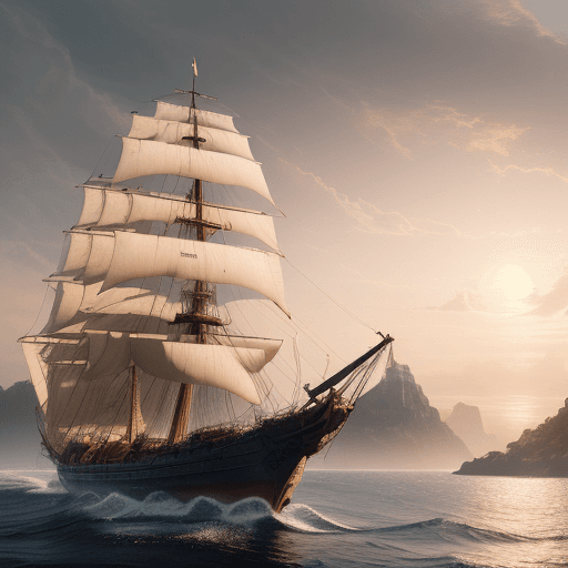 AI generated: Photo of a ultra realistic sailing ship, dramatic light, pale sunrise, cinematic lighting, battered,...