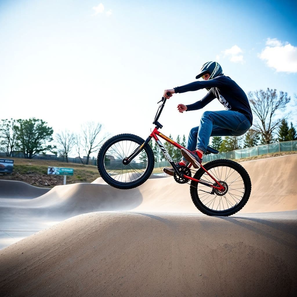 AI generated: photography, sports shooting, dynamic range, in the X-game park, dynamic motion with professional BM...