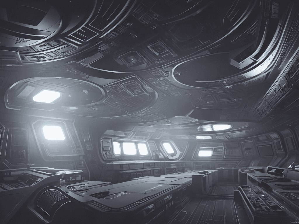AI generated: A 35mm photography of a highly detailed interior of a starship, full size, sativa, day time, macro, ...