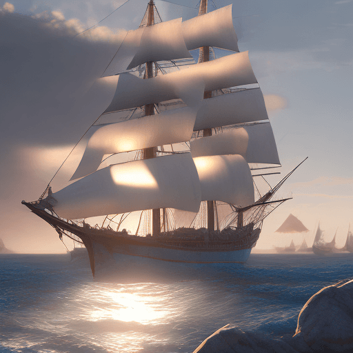 AI generated: Photo of a ultra realistic sailing ship, dramatic light, pale sunrise, cinematic lighting, battered,...
