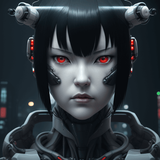 AI generated: 3d rendering, close-up, hyper detail front shot, focus to face, strange face with complex system equ...