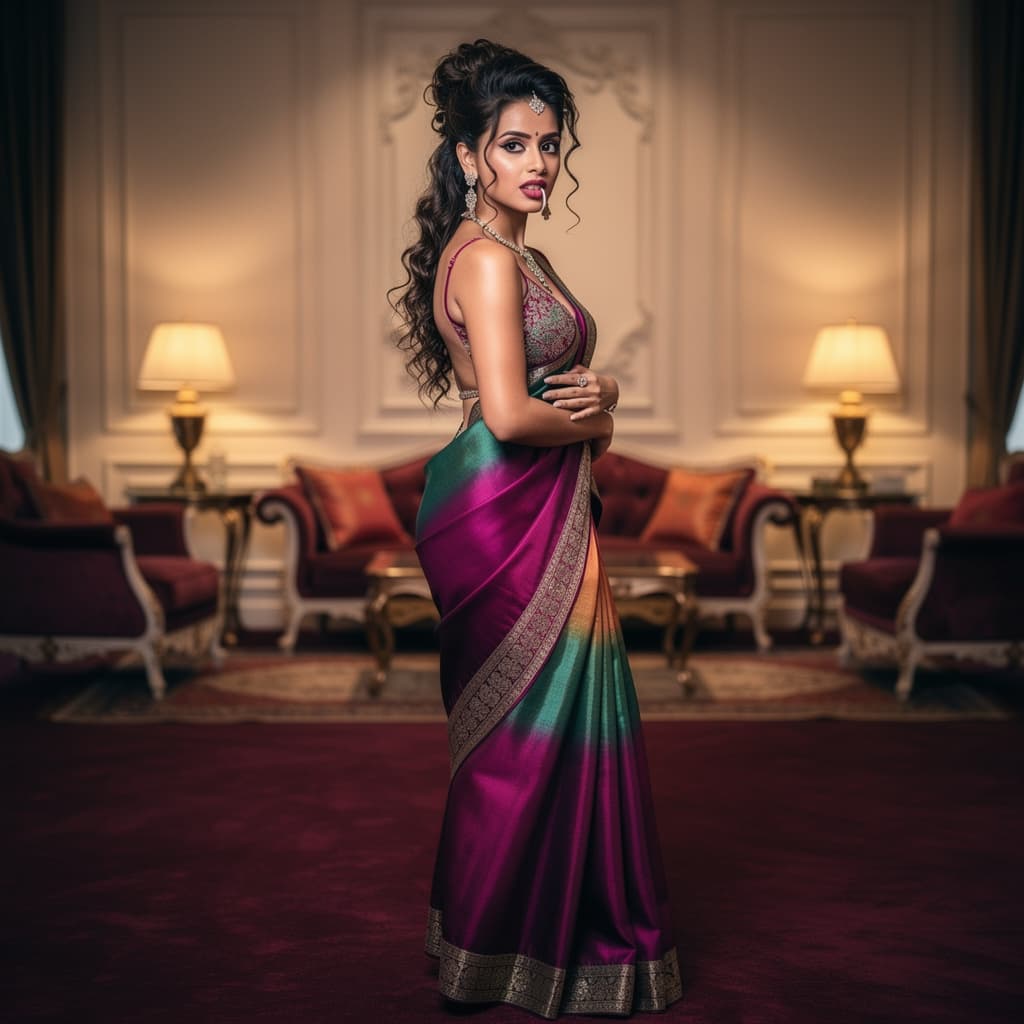 AI generated: full body view  of most beautiful european girl as most beautiful indian girl, most beautiful girl i...