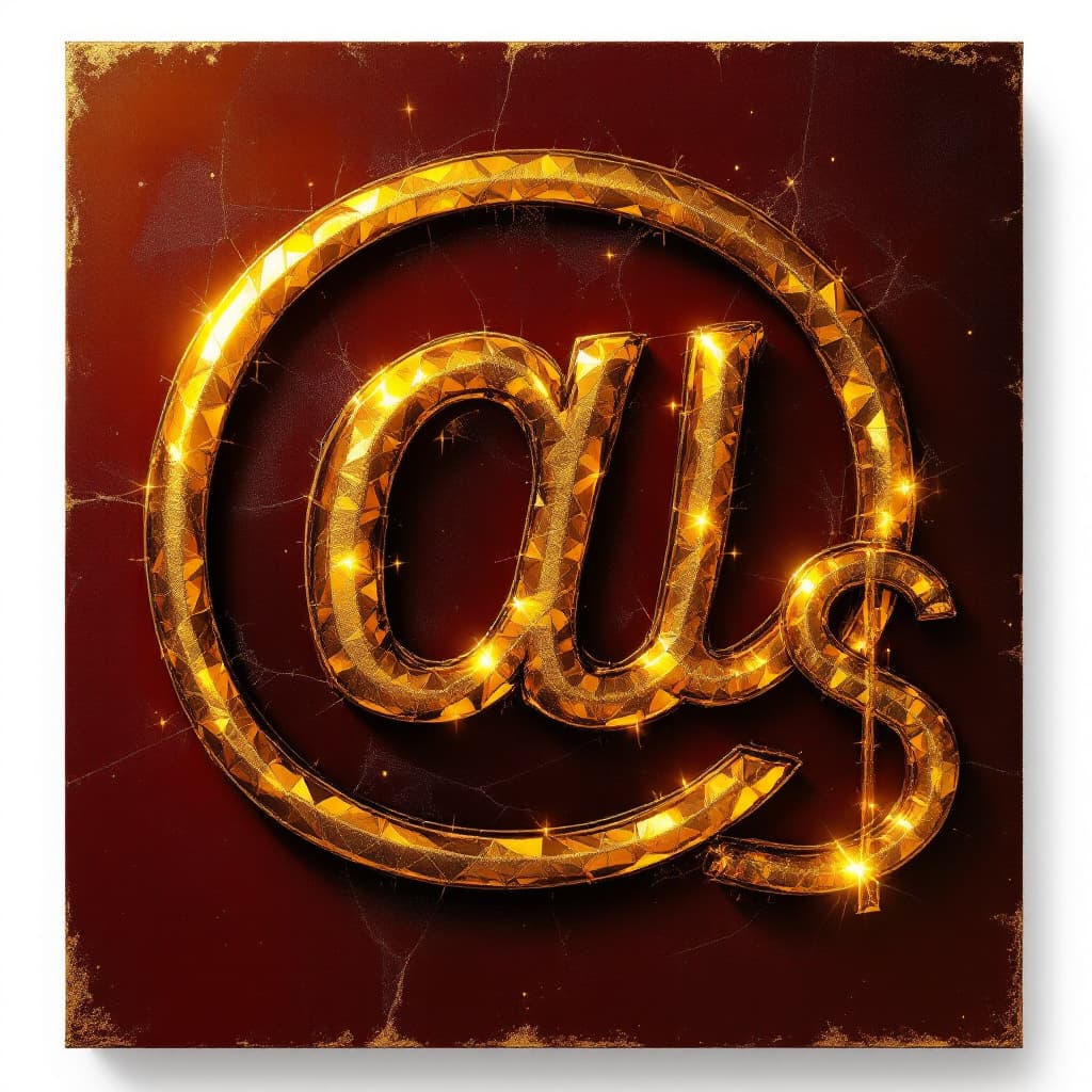 AI generated: Create a hyperrealistic oil painting of the word "@ndr€@$" rendered in luxurious golden letters. The...