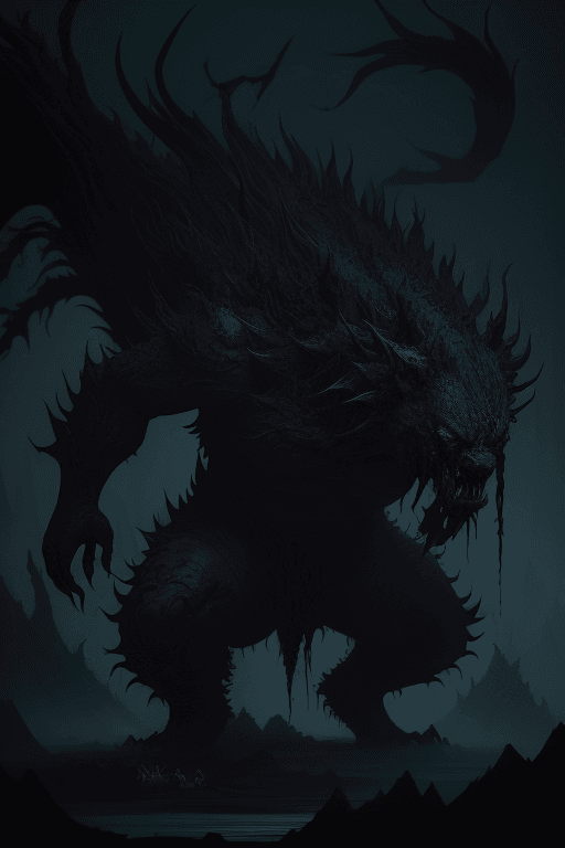 AI generated: Cai GuoRUN's illustration style, Strange beasts in a fantasy world, Blood, Covered with thick spikeo...