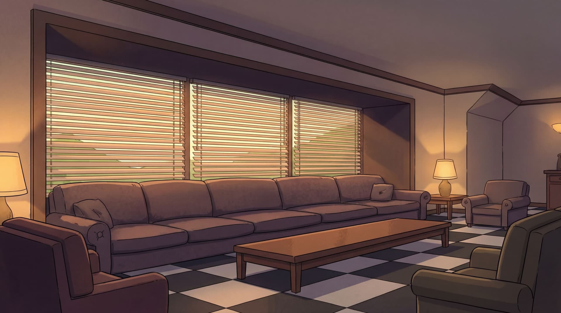 AI generated: Because the room is partially underground (a basement),  It should be focused on sofas in the room l...