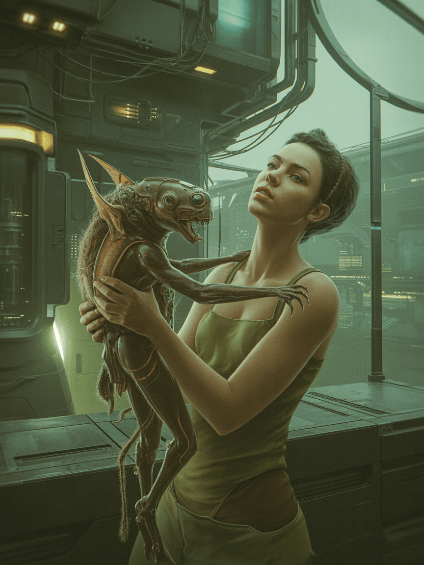 AI generated: Produce a captivating and imaginative image in the artistic style of Joao Ruas. Depict a scene, with...