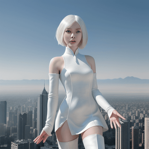 AI generated: Alabaster is a Chinese female, age 18, beautiful, short white bob hair. Full body image, best qualit...