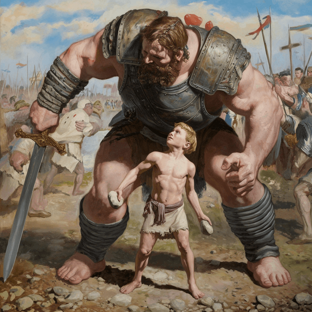 AI generated: david vs goliath, photorealism --v 5.1