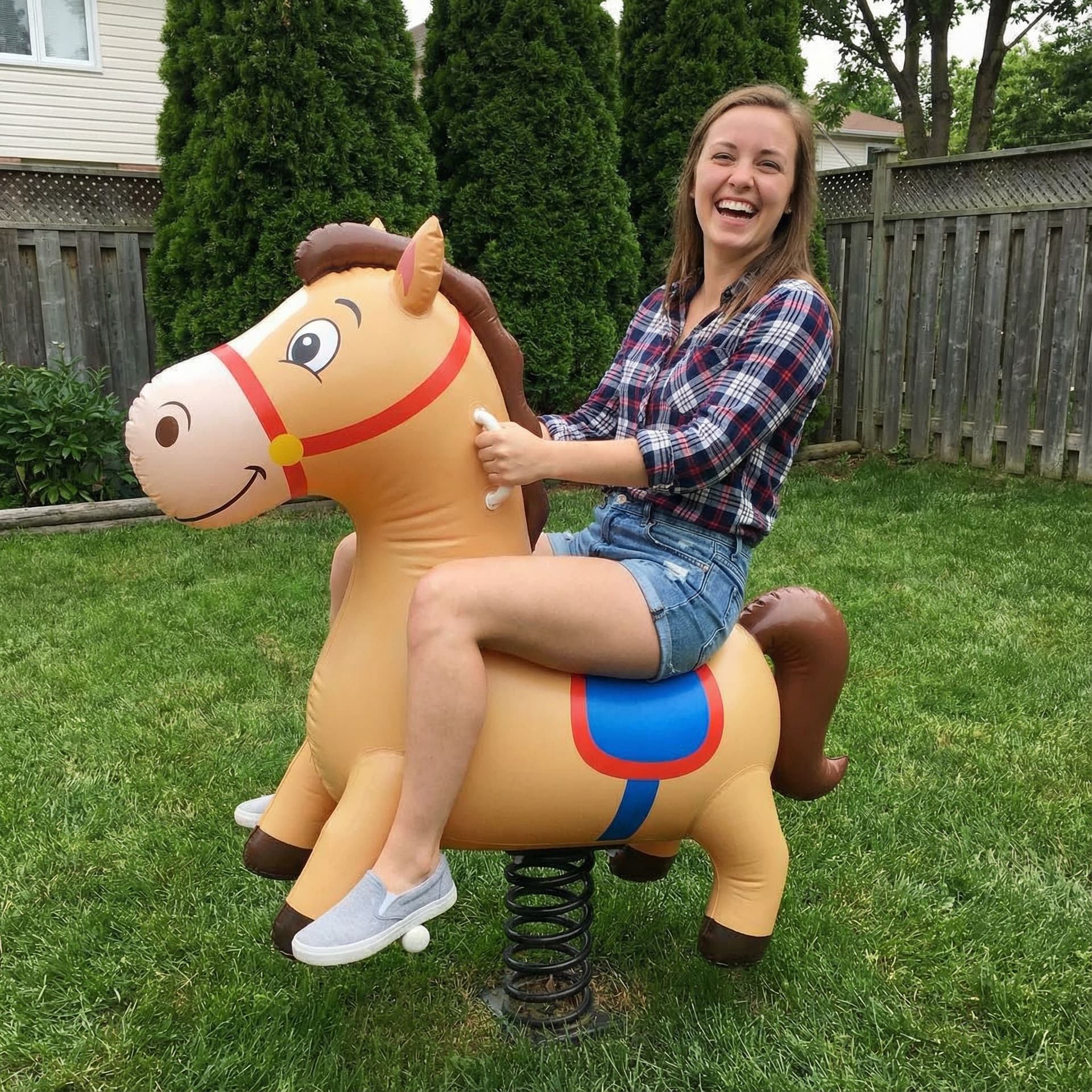 AI generated: Hot girl riding horse dildo