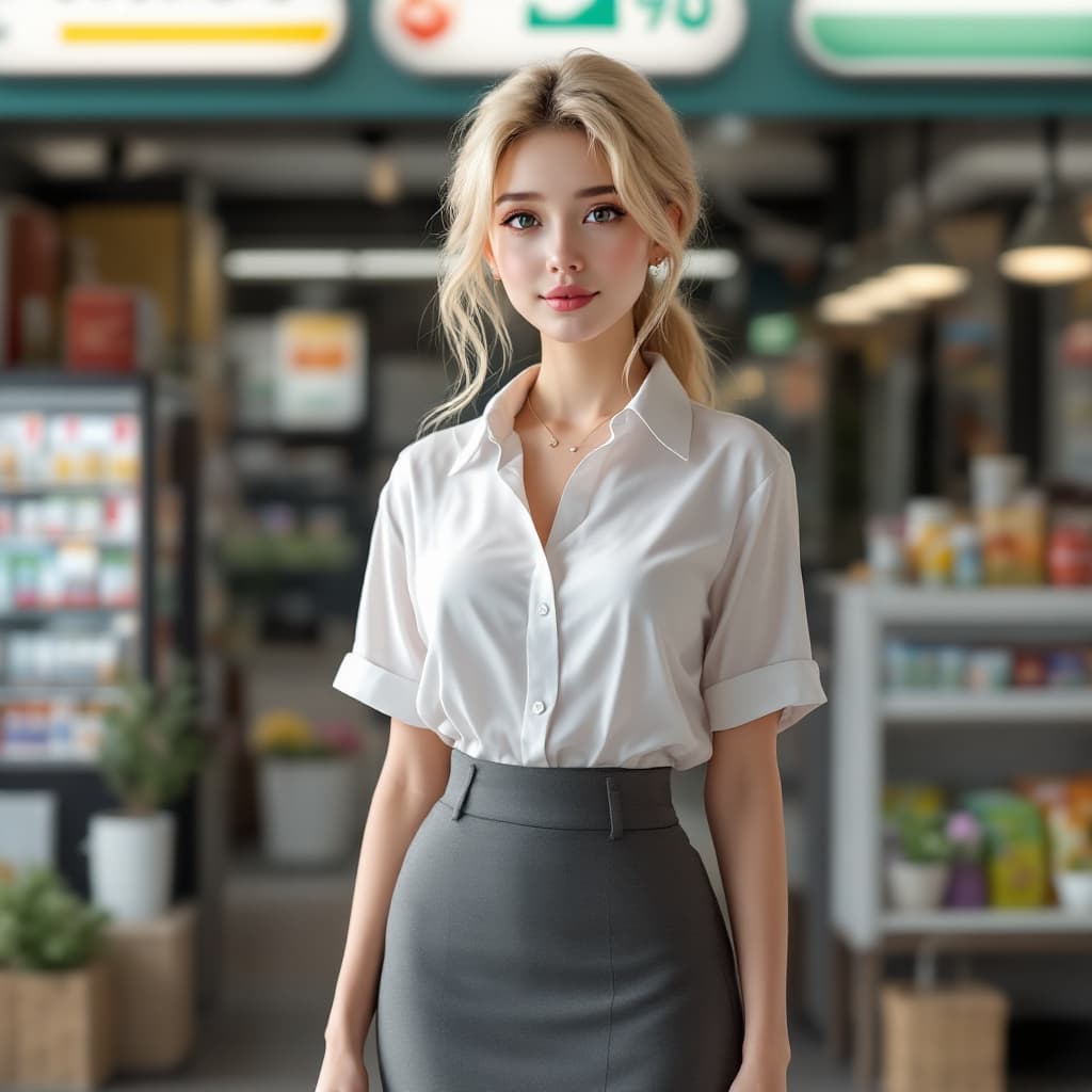 AI generated:  beautiful girl, masterpiece, best quality, upper body, woman, pureerosface_v1, blonde hair, office ...
