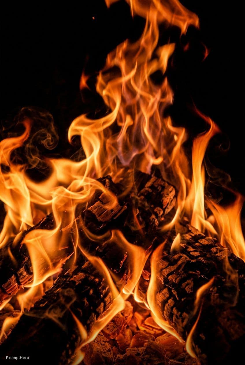 AI generated: Fire texture on a black background