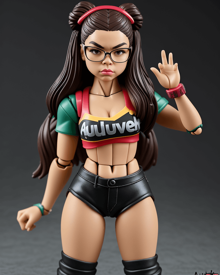 AI generated: action figure of ((Auliicravalho)), pouting, wearing geeky outfit