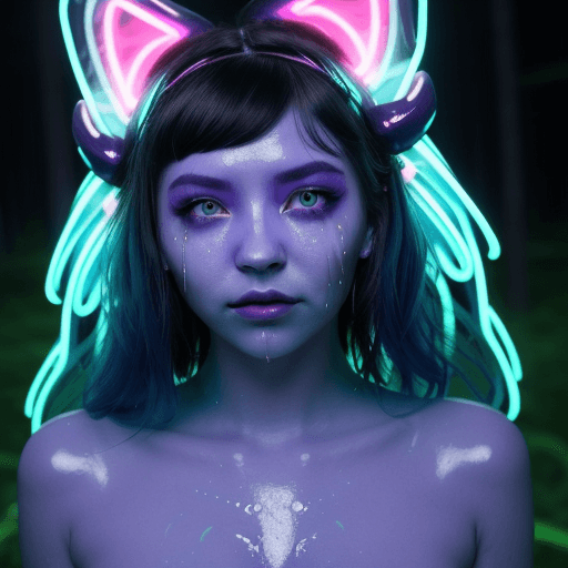 AI generated: portrait | wide angle shot of eyes off to one side of frame, lucid dream-like woman, looking off in ...