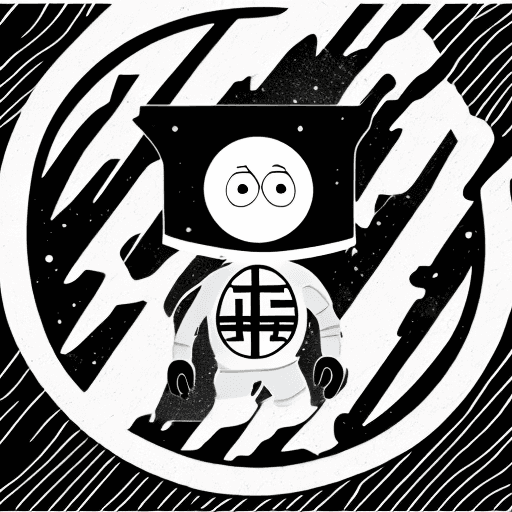 AI generated: clean vector image. round logo. png. south park grey alien. black eyes. ayy lmao. black and white sp...