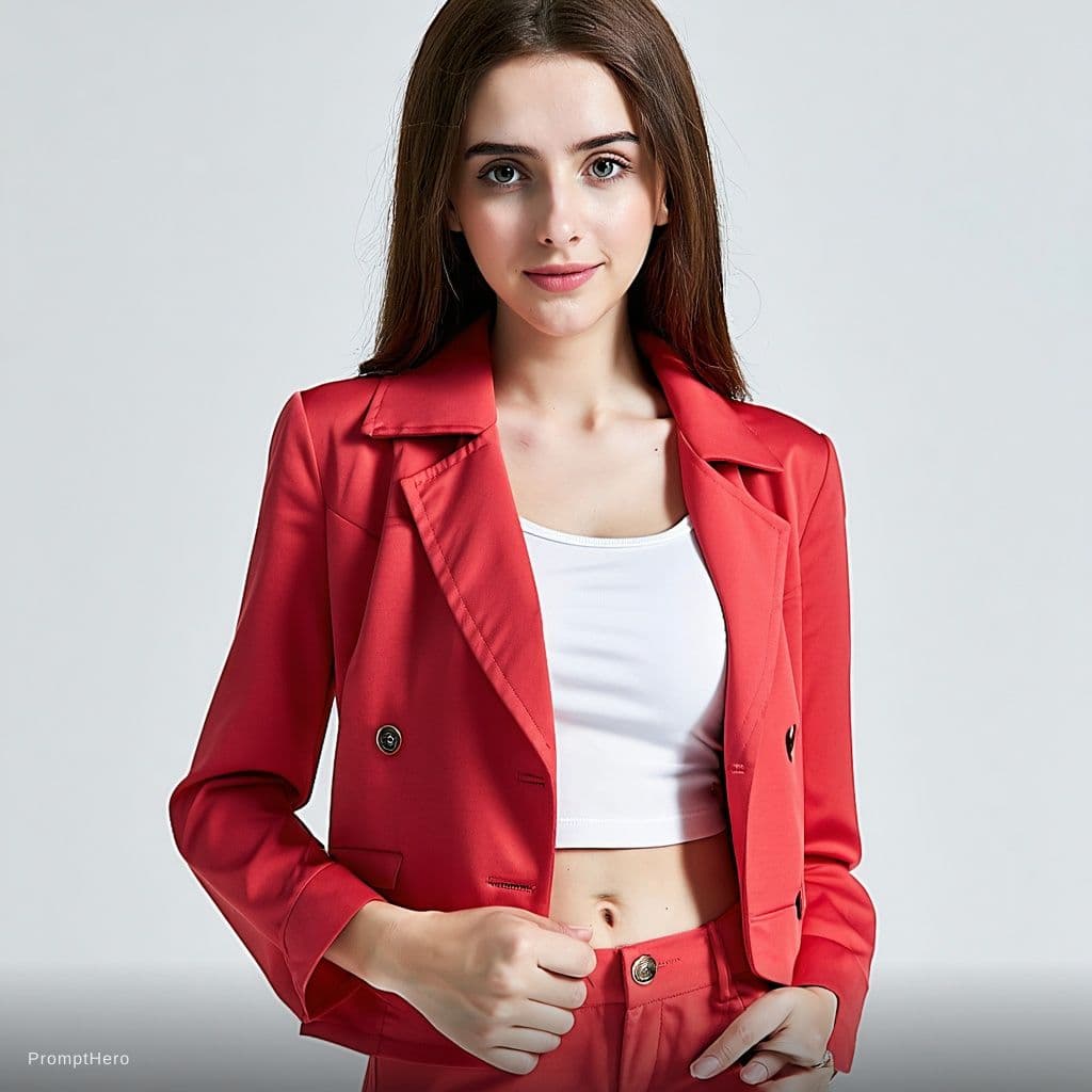 AI generated: NSFW, Girl in the image 1 wearing the outfit like image 2. Girl in image 1 is posing like girl in im...