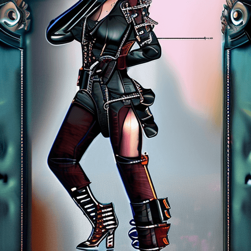 AI generated: an image of a woman in a steampunk outfit with her hands on her hips, cyberpunk art, fantasy art, di...