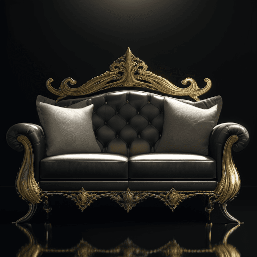 AI generated: Sofa with the design and character of Venom The sofa is gold and Black dark, no watermark,no copyrig...