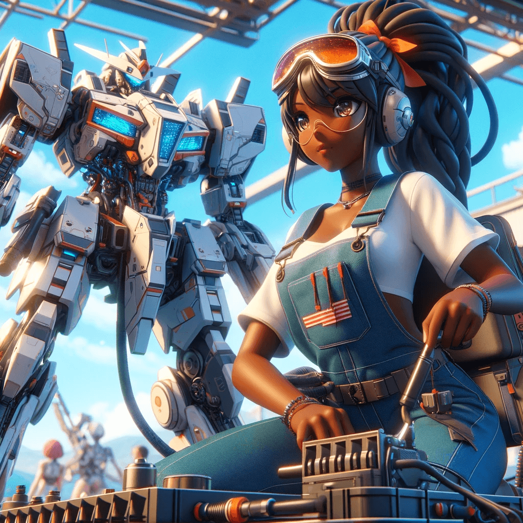 AI generated: 3d anime-style illustration in full color, HD, HDR, 85, 4k quality of a young Afro-Latina woman wear...