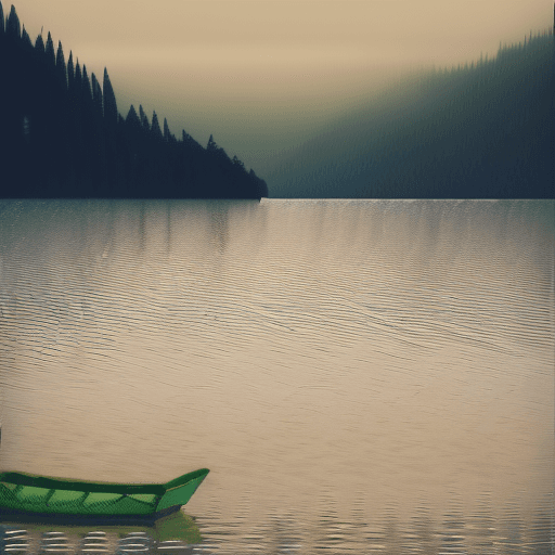 AI generated: High resolution photography foggy lake, hills and trees in the back, photo realistic, cinematic