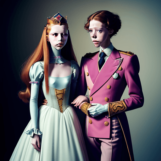 AI generated: Natalie westling dressed as a princess with her boyfriend dressed as a prince