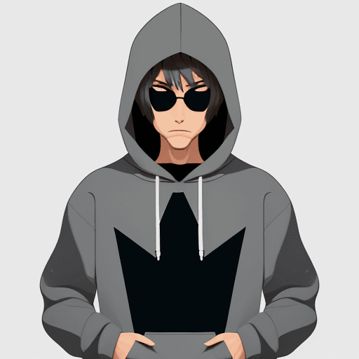 AI generated: Imagine, A character wearing gray hoodie, simple, vector, flat design, no glasses 