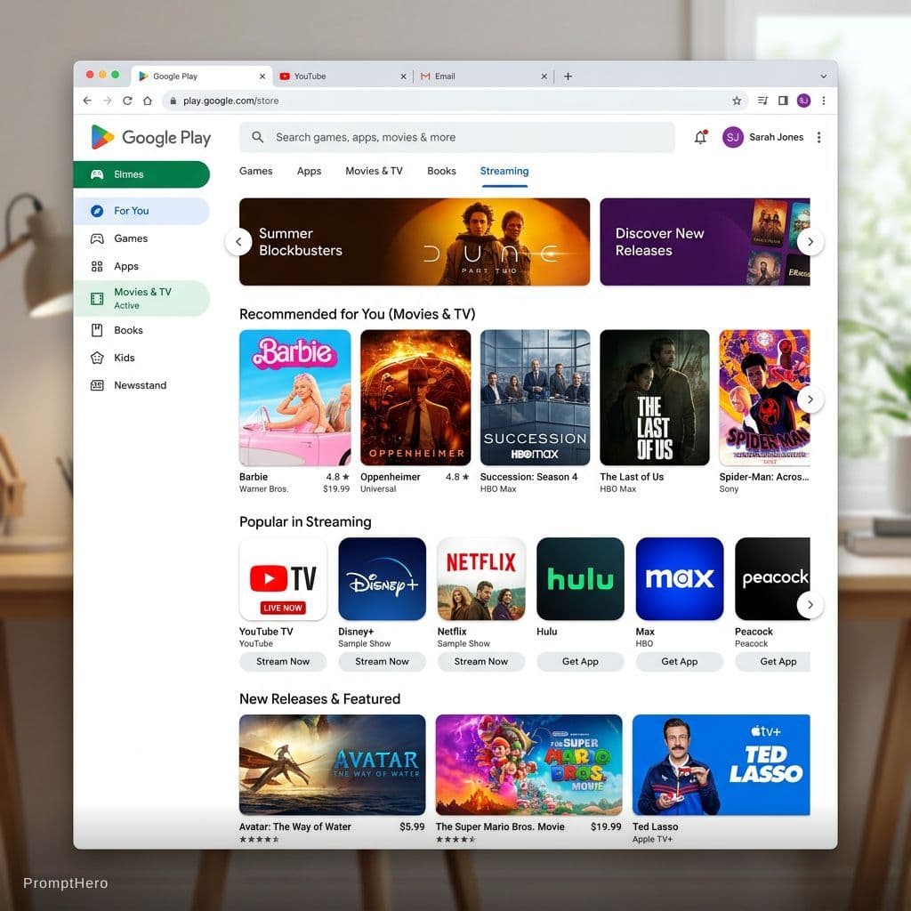 AI generated: Create Screenshot for Website and Streaming by Google "Google Play"
