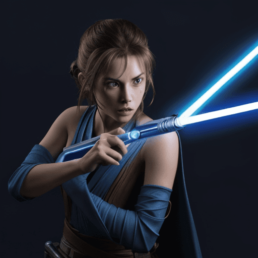 AI generated: a gungan jedi with a blue light saber