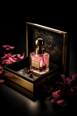 AI generated: Elegant and sophisticated floral packaging. Lexical Gustatory Synesthesia and Halftone Art design. T...