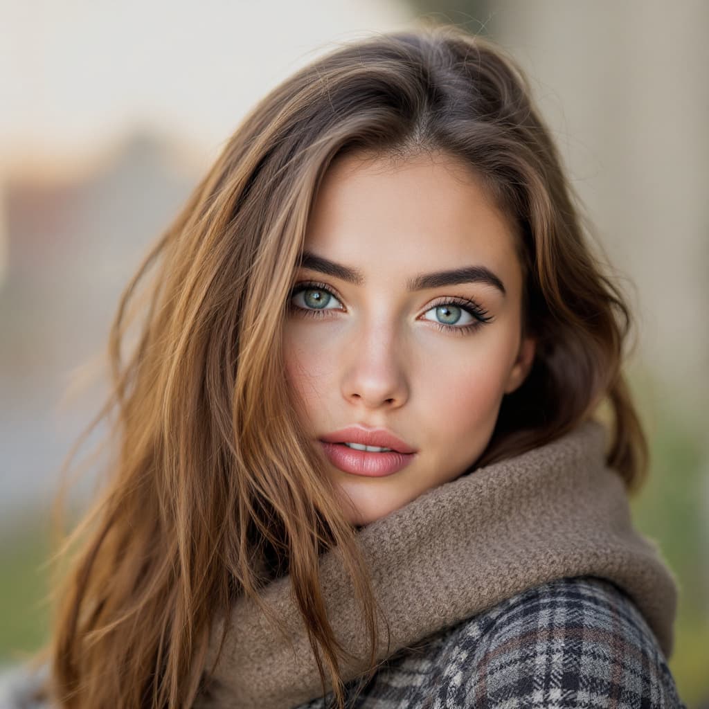 AI generated: a  portrait of a young women brown hair . 