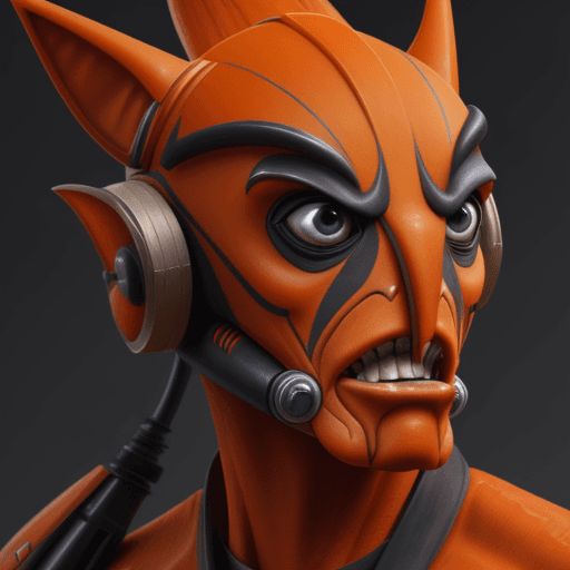 AI generated: Orange Zabrak (race from star wars)