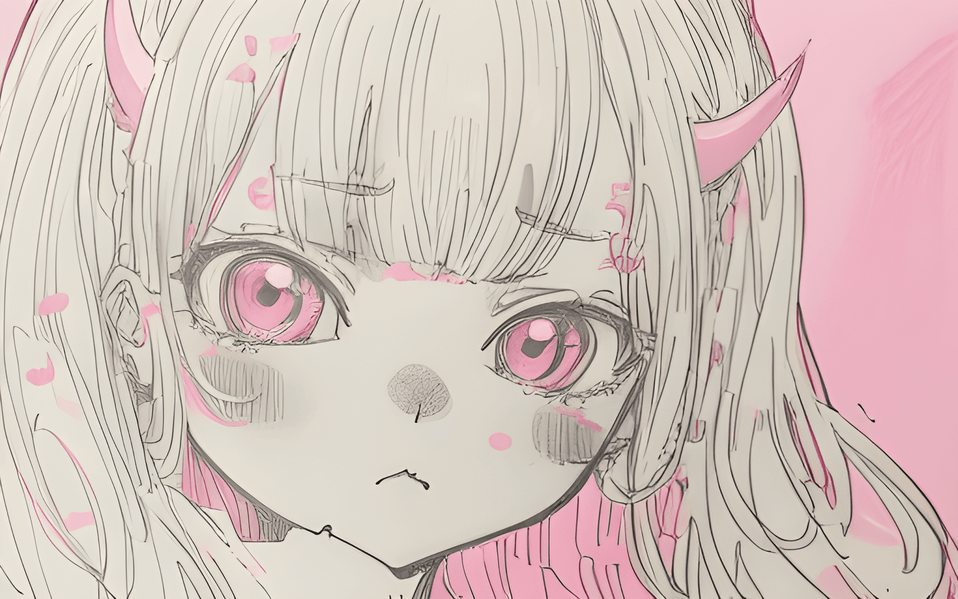 AI generated: a drawing of a girl with long hair, a manga drawing, inspired by Junji Ito, auto-destructive art, pi...