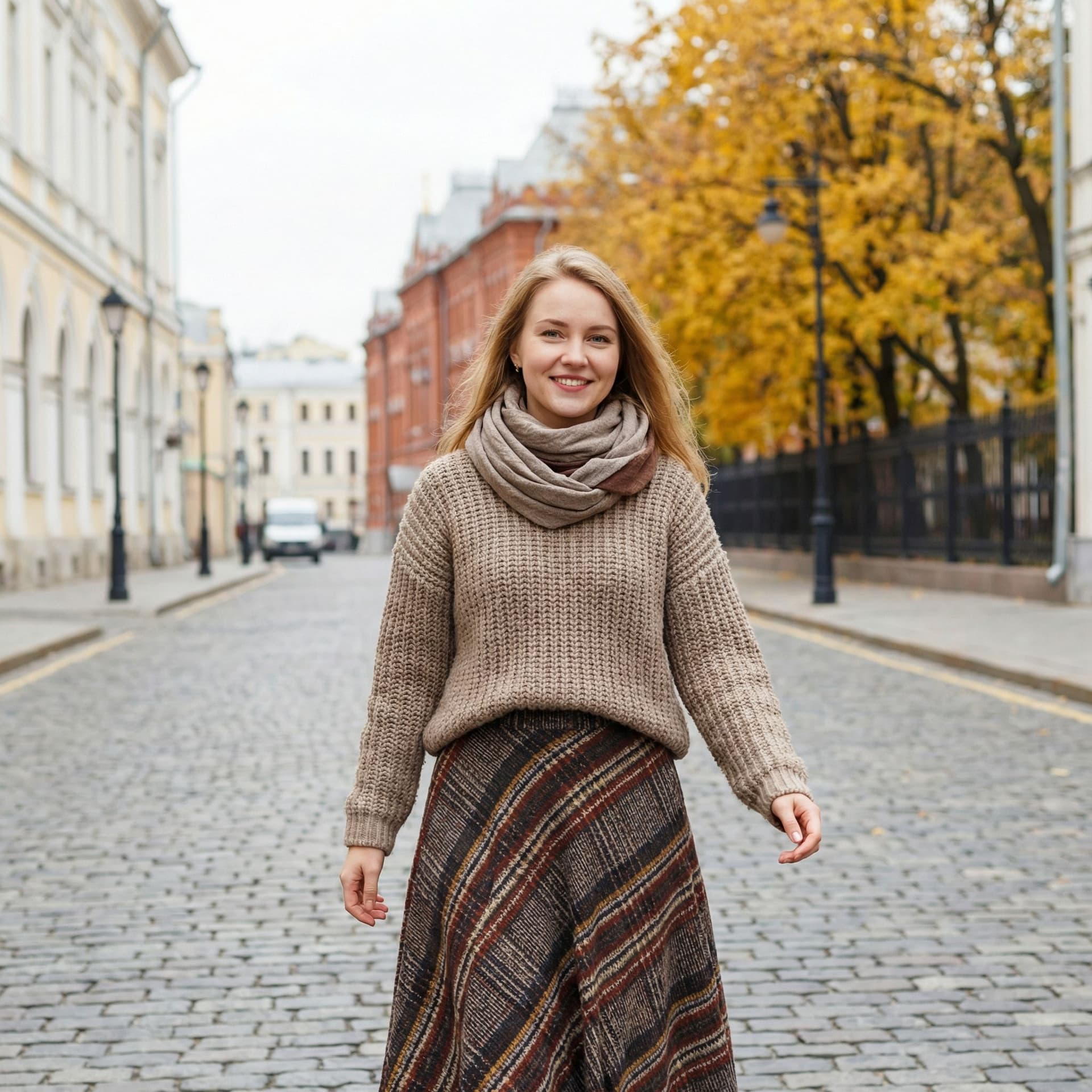 AI generated: A beautiful russian girl in skirt 