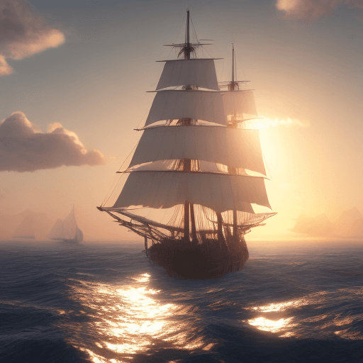 AI generated: Photo of a ultra realistic sailing ship, dramatic light, pale sunrise, cinematic lighting, battered,...