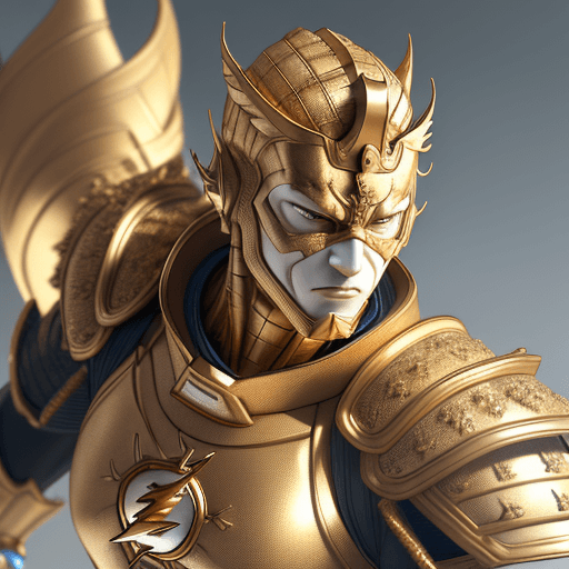 AI generated: a close up of a statue of a man with a gold and white costume, super detailed render, 3 d render cha...