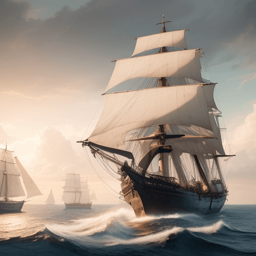 AI generated: Photo of a ultra realistic sailing ship, dramatic light, pale sunrise, cinematic lighting, battered,...