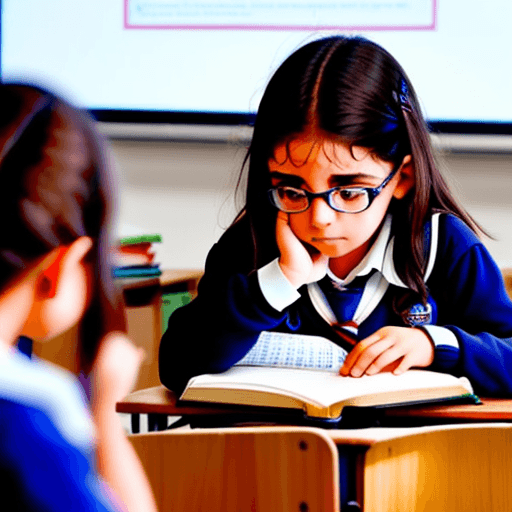 AI generated: En una animada aula los estudiantes miran la explicacion del profesor sobre la educación en la futor...